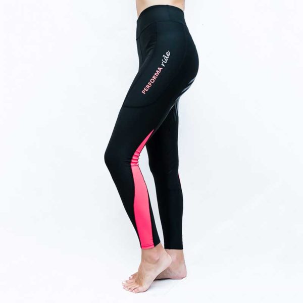 horse riding tights colour block pink left side performa ride 800