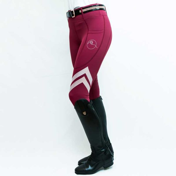 horse riding tights flexion burgundy front left side performa ride 800