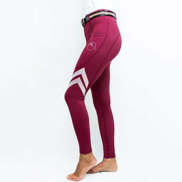 horse riding tights flexion burgundy left performa ride 800
