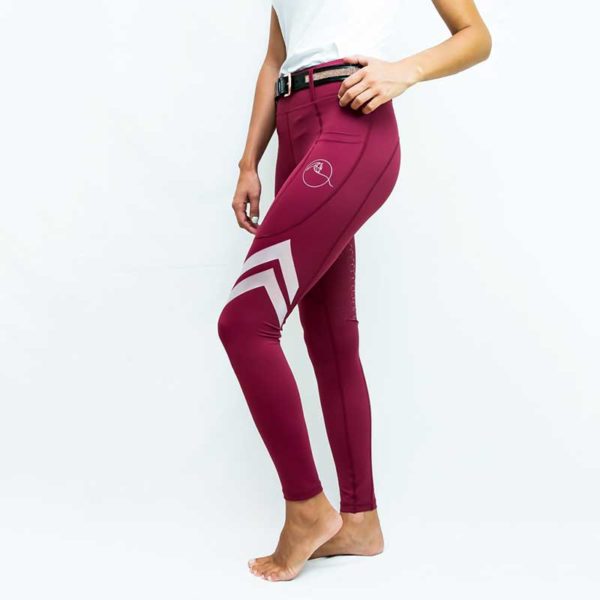 horse riding tights flexion burgundy left side performa ride 800