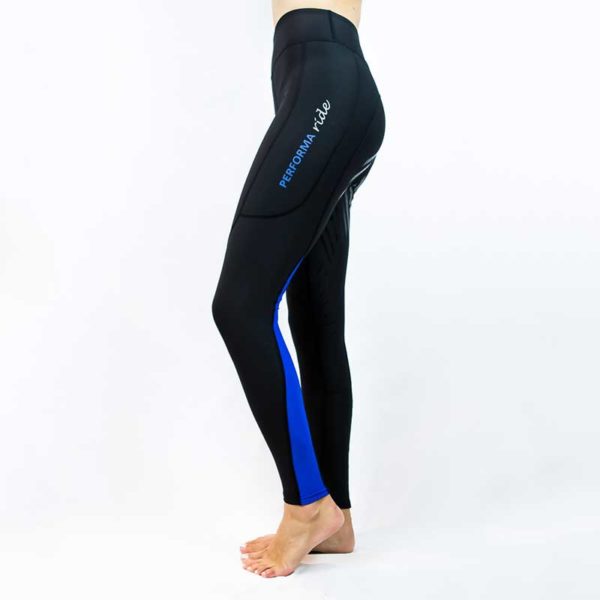 horse winter thermal riding tights colour block royal left performa ride 800