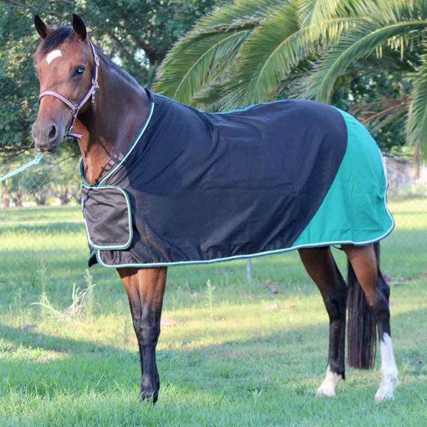 trophy horse rug colour block black green front left jojubi saddlery 800