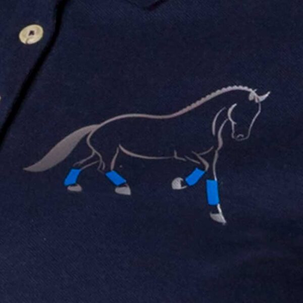 custom design polo shirt blue horse design close up jojubi saddlery 800