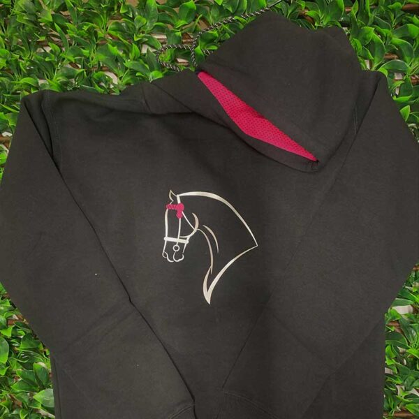 horse riding hoodie template black magenta front jojubi saddlery 800