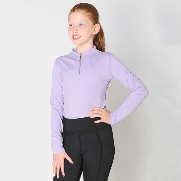 luna baselayer youth equestrian top lilac front performa ride 800